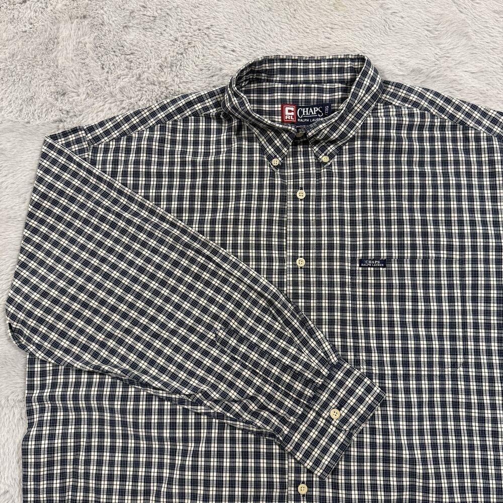 Chaps Ralph Lauren Shirt Mens 2XL Plaid Long Sleeve Button Down Pocket Casual